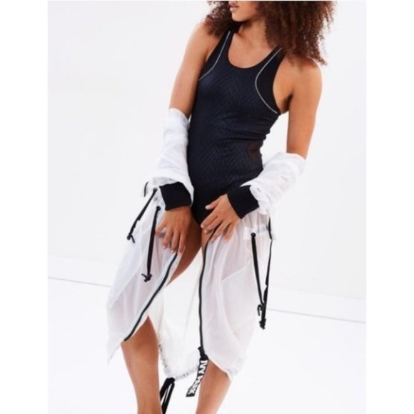 IVY PARK Mesh Panel One Piece Bodysuit Swimsuit Black White X-Back XXS NWOT $90 - Picture 4 of 13